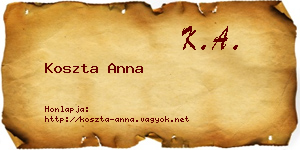 Koszta Anna névjegykártya