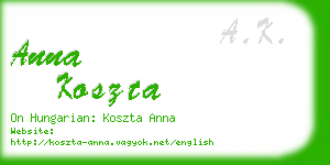 anna koszta business card